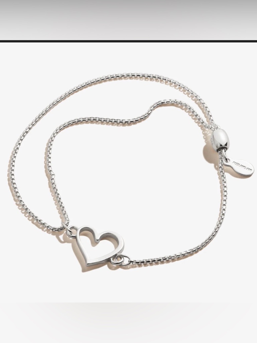 Alex and Ani Silver Open Heart Sliding Bracelet- Sterling Silver